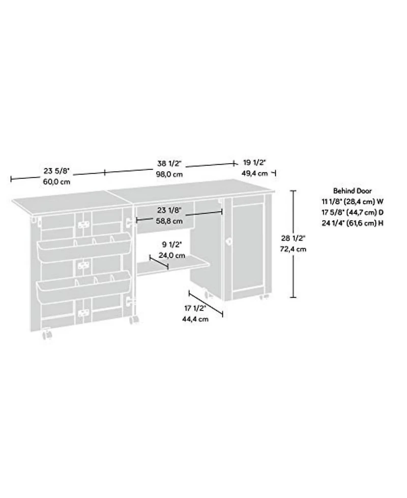 Sauder Miscellaneous Storage Easy Rolling Sewing and Craft Table Cart