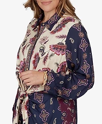 Ruby Rd. Plus Wov Garden Floral-Print Long-Sleeve Blouse