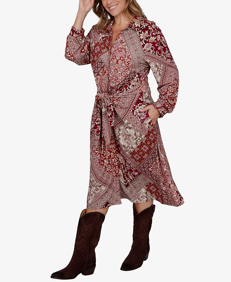 Ruby Rd. Plus Victorian Long-Sleeve Midi Shirt Dress