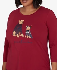 Ruby Rd. Plus Pawsitive Boat Neck 3/4-Sleeve Graphic T-Shirt