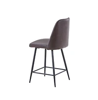 Jofran Mid-Century Modern Faux Leather Upholstered Counter Height Barstool (Set of 2