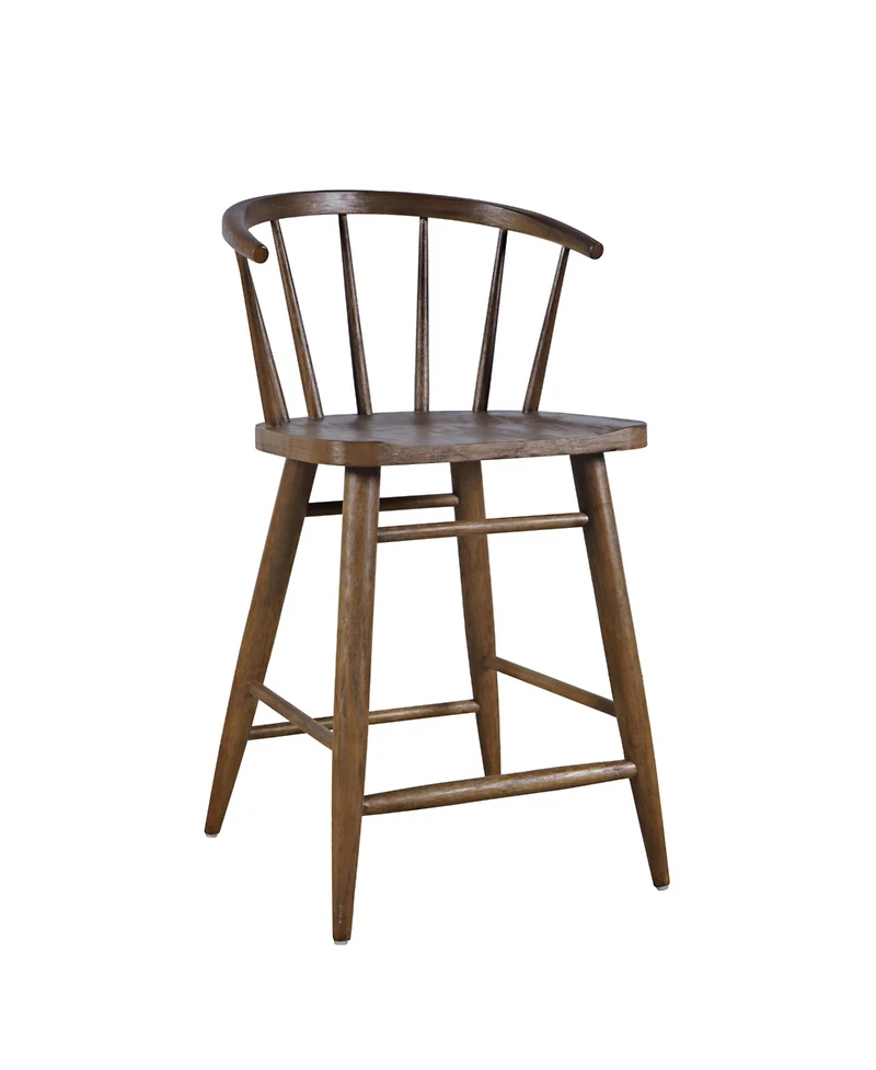 Jofran Fitz Traditional Solid Wood Curved Back Spindle Counter Stool