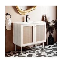Swiss MadisonClasse 36" Freestanding Bathroom Vanity in White Oak with Sink Top