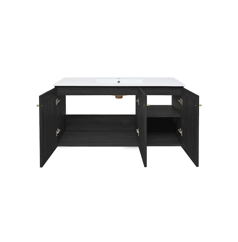 Classe 48" Wall-Mounted Bathroom Vanity in Black Oak