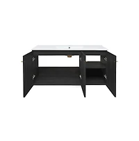 Classe 48" Wall-Mounted Bathroom Vanity in Black Oak