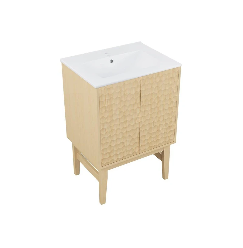 Swiss Madison Bosse 24" Freestanding Bathroom Vanity in Natural Oak with Sink Top