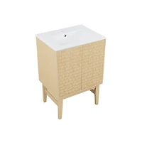 Swiss Madison Bosse 24" Freestanding Bathroom Vanity in Natural Oak with Sink Top