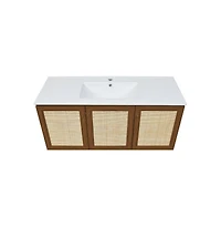 Swiss Madison Classe 48" Wall-Mounted Bathroom Vanity in Brown Oak
