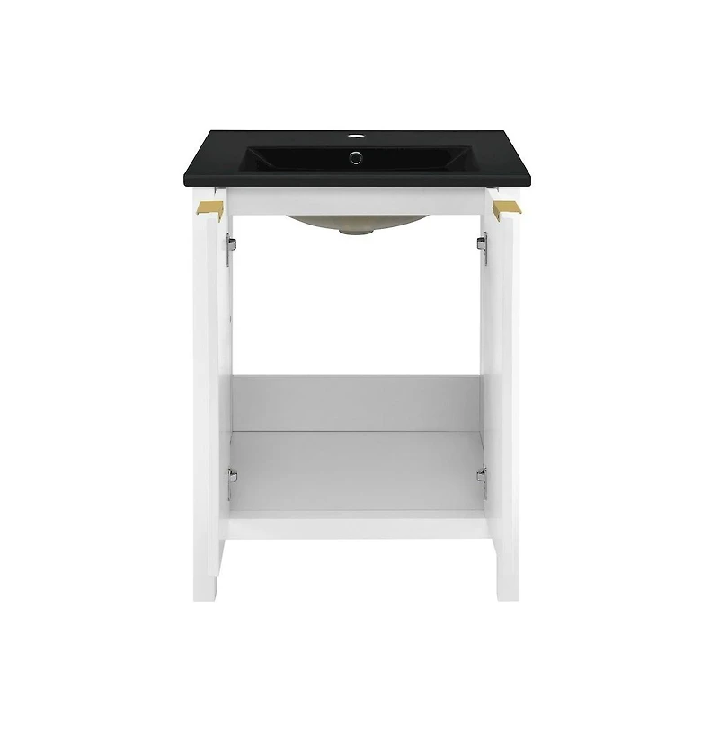 Swiss Madison Bastille 24 in. White Bathroom Vanity With Black Ceramic Sink Top