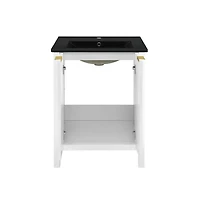 Swiss Madison Bastille 24 in. White Bathroom Vanity With Black Ceramic Sink Top