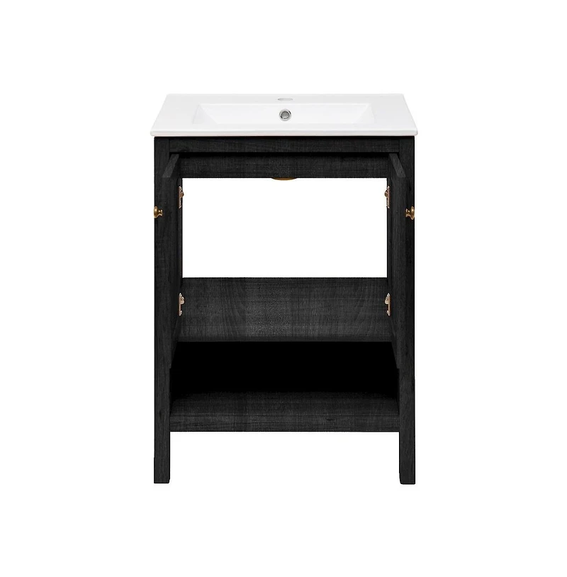 Chateau 24" Freestanding Bathroom Vanity in Black Oak with Sink Top