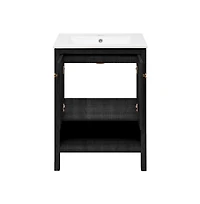 Chateau 24" Freestanding Bathroom Vanity in Black Oak with Sink Top