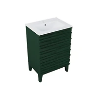 Cascade 24" Freestanding Bathroom Vanity in Green Oak with Sink Top