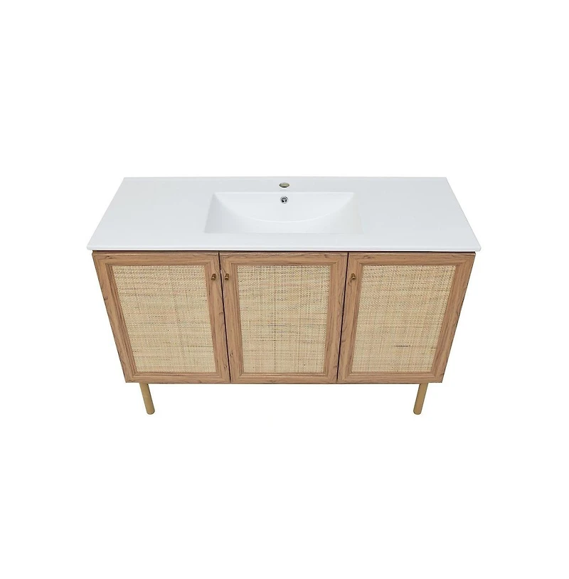 Swiss Madison Classe 48" Freestanding Bathroom Vanity in Golden Oak with Sink Top