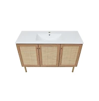 Swiss Madison Classe 48" Freestanding Bathroom Vanity in Golden Oak with Sink Top