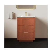 Swiss MadisonDaxton 24" Freestanding Bathroom Vanity in Brown Oak with Sink Top