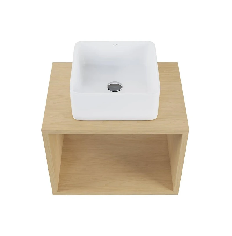 Swiss Madison Concorde 24" Wall-Mounted Bathroom Vanity in Natural Oak with Sink Top