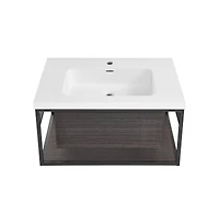 Swiss Madison Claire 30" Wall-Mounted Bathroom Vanity in Black Oak with Sink Top