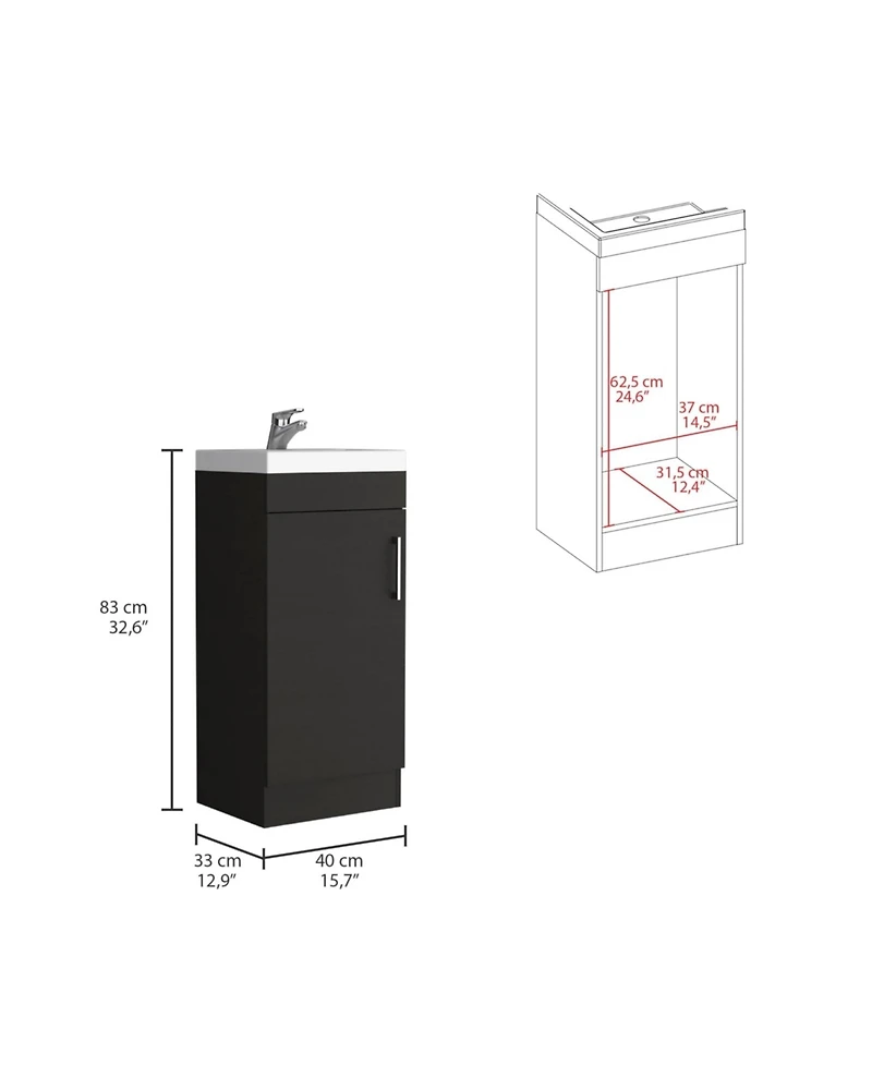 Tuhome Madrid 16"" Bathroom Vanity Black Mdf