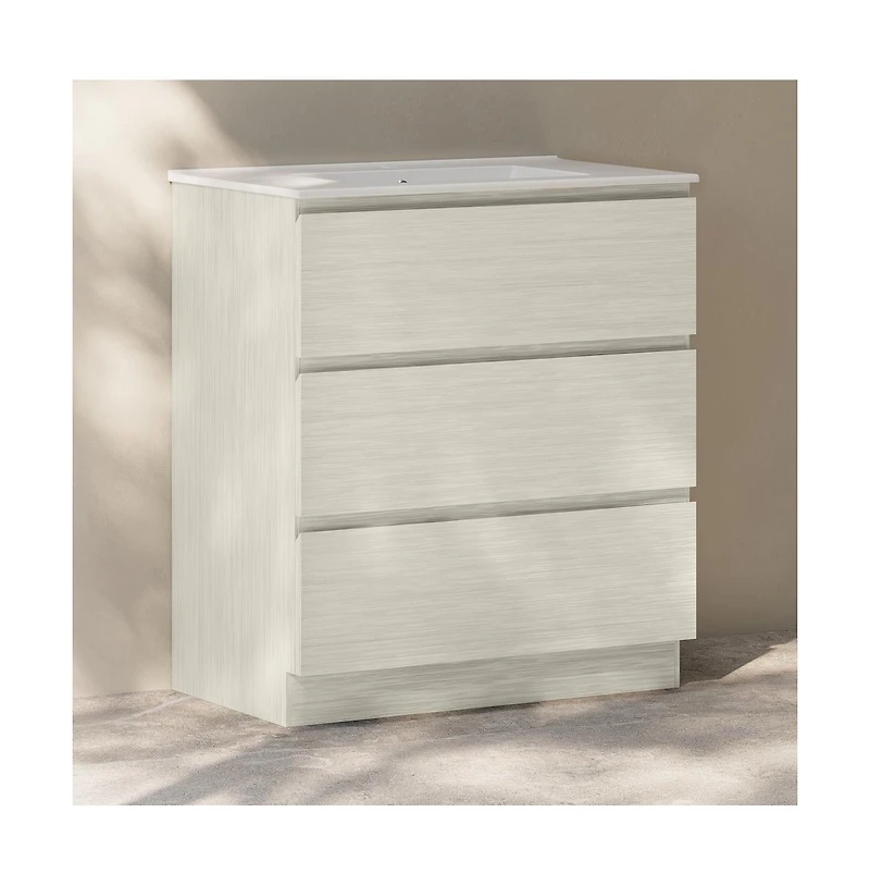 Swiss MadisonLiberte 30" Freestanding Bathroom Vanity in White Oak with Sink Top