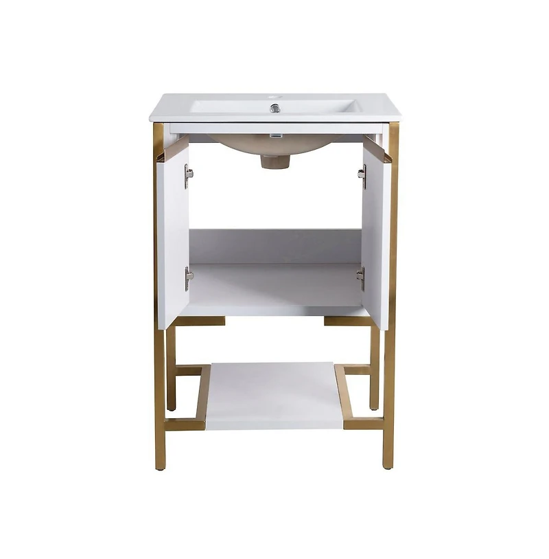 Swiss Madison Marseille 24" Bathroom Vanity in White and Brushed Gold