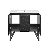Swiss Madison Annecy 36" Freestanding Bathroom Vanity in Phantom Black with Sink Top
