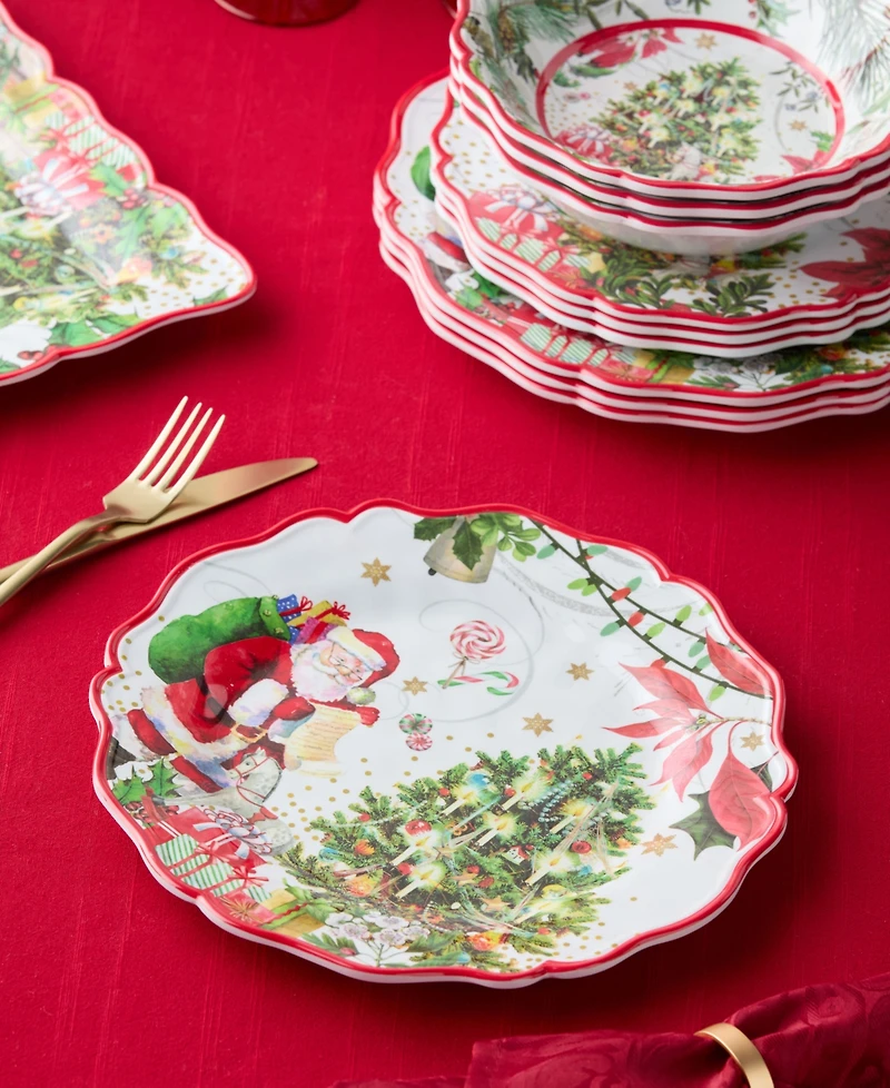 Certified International Santa's Delivery Melamine Dinner Plates, Set of 4