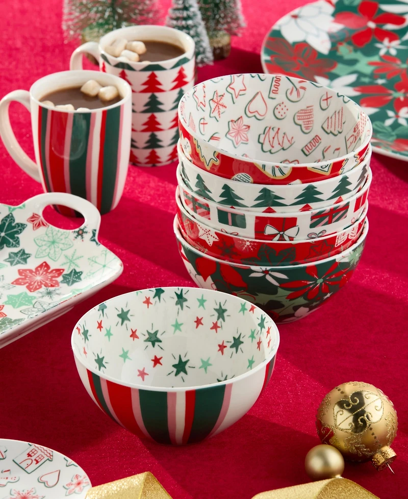 Certified International Holiday Spruce All Purpose Bowls, Set of 6