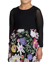 Mac Duggal Big Girls Floral Embroidered Long Sleeve Dress
