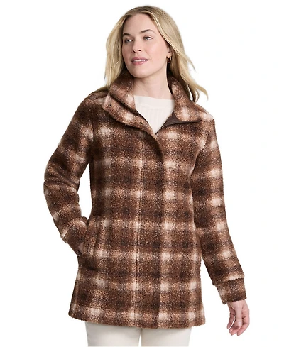 Lands' End Women's Print Boucle Fleece Coat