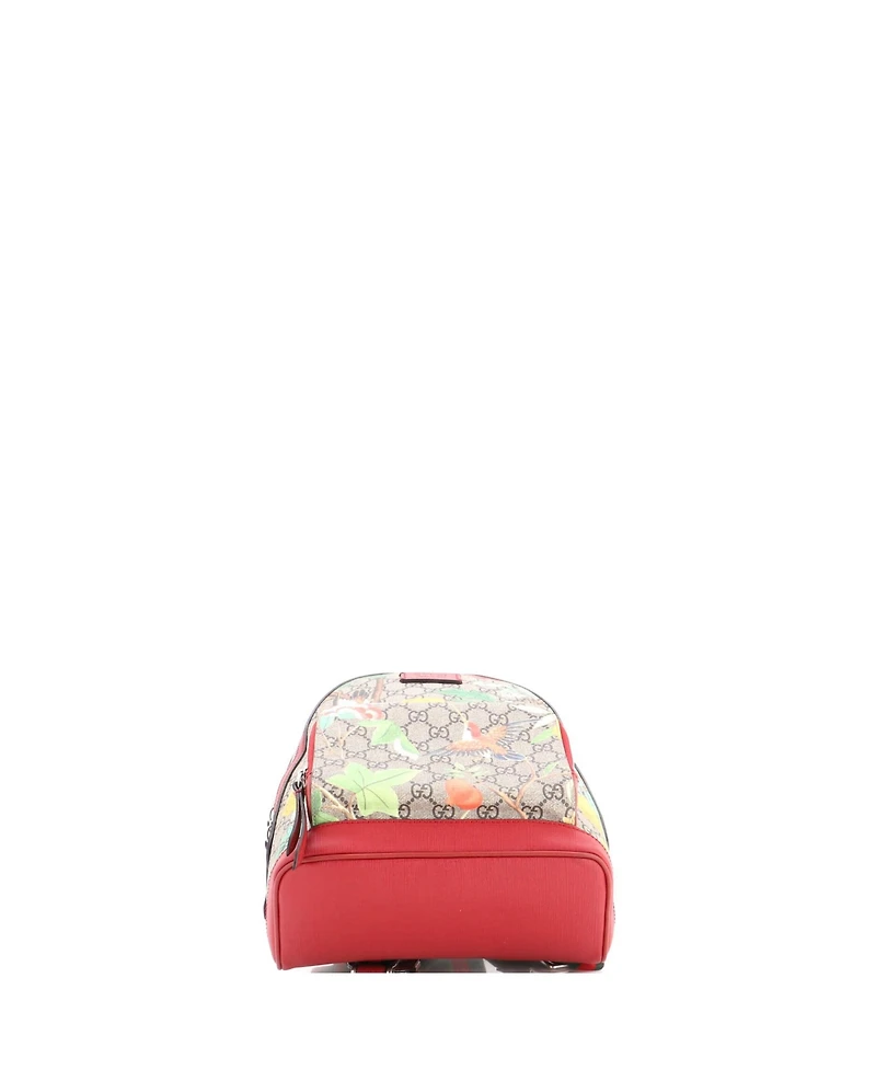 Pre-Owned Gucci Small Zip Pocket Backpack Tian Print Gg Coated Canvas