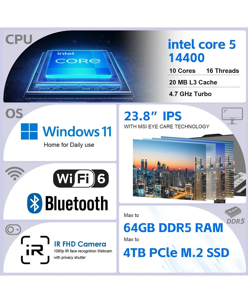 Msi Pro AP242P 23.8" 100Hz All-in-One Windows 11 Home