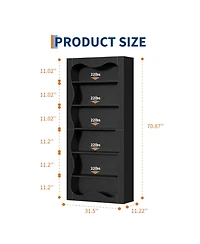 gaomon Bookshelf Tall 6 Tier Modern Office Bookcase with Wavy Scalloped Edge Freestanding Wooden Storage Display for Living Room Bedroom Home