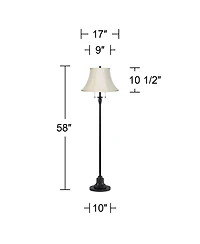 360 Lighting Dyna 58" High Black and Creme 2-Light Floor Lamp