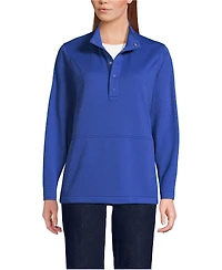 Lands' End Women's School Uniform Unisex Grid Tech Snapneck Pullover Shirt