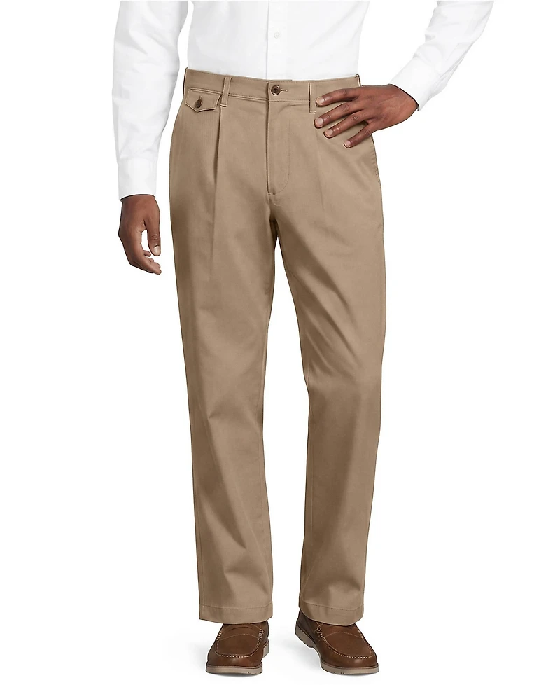Lands' End Men's Knockabout Comfort Waist Relaxed Fit Pleated Front Chino Pant