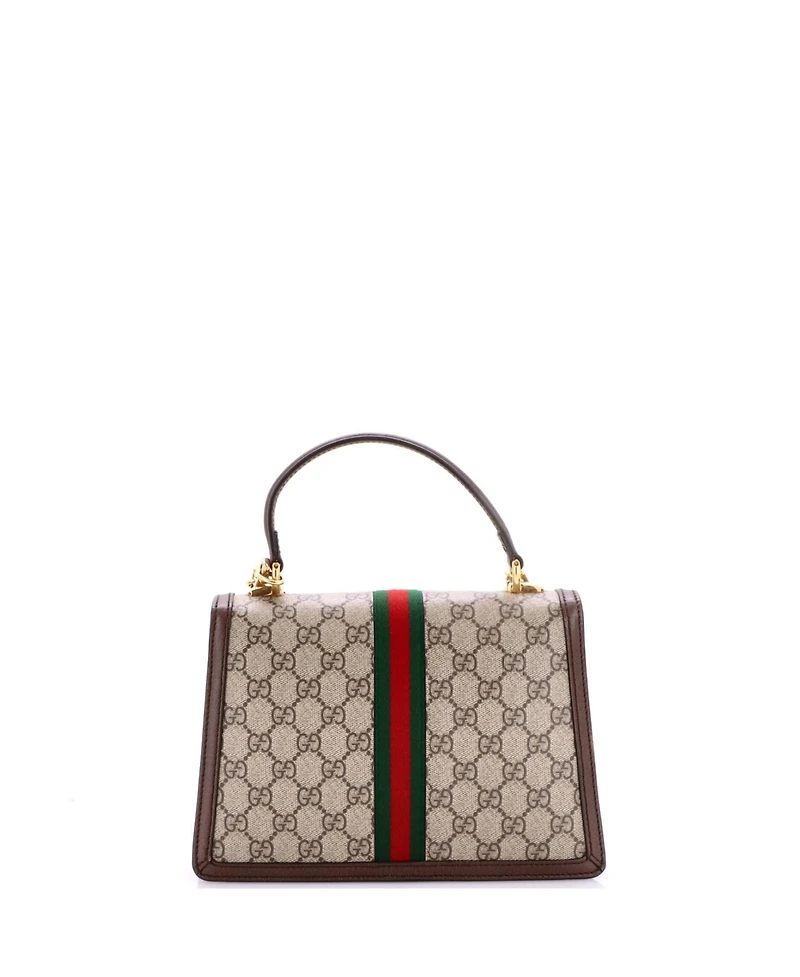 Pre-Owned Gucci Small Ophidia Flap Top Handle Bag Gg Coated Canvas