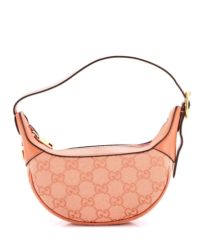 Pre-Owned Gucci Mini Ophidia Half Moon Bag Gg Canvas with Leather