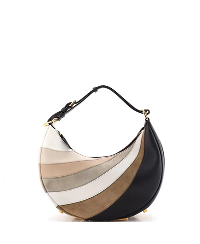 Pre-Owned Fendi Small Fendigraphy Bag Striped Leather and Suede