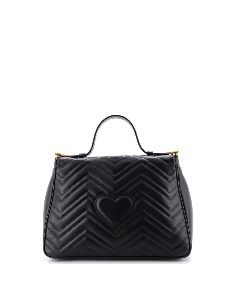 Pre-Owned Gucci Gg Marmont Top Handle Flap Bag Matelasse Leather