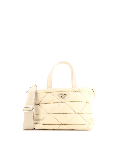 Pre-Owned Prada Mini Padded Tote Bag Quilted Re-Nylon with Leather