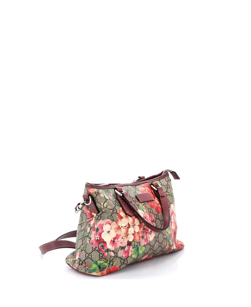 Pre-Owned Gucci Medium Convertible Zip Tote Blooms Print Gg Coated Canvas
