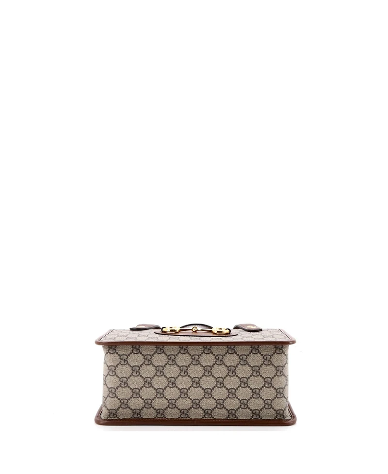 Pre-Owned Gucci Small Horsebit 1955 Boston Bag Gg Coated Canvas