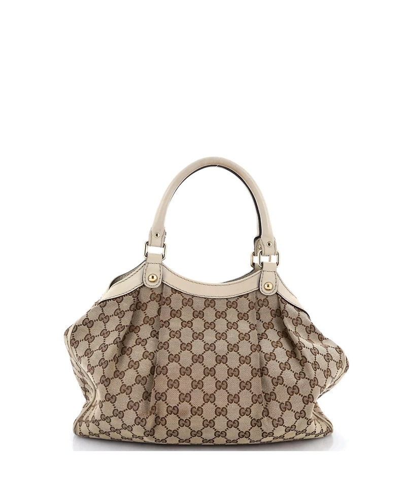 Pre-Owned Gucci Medium Sukey Tote Gg Canvas with Leather