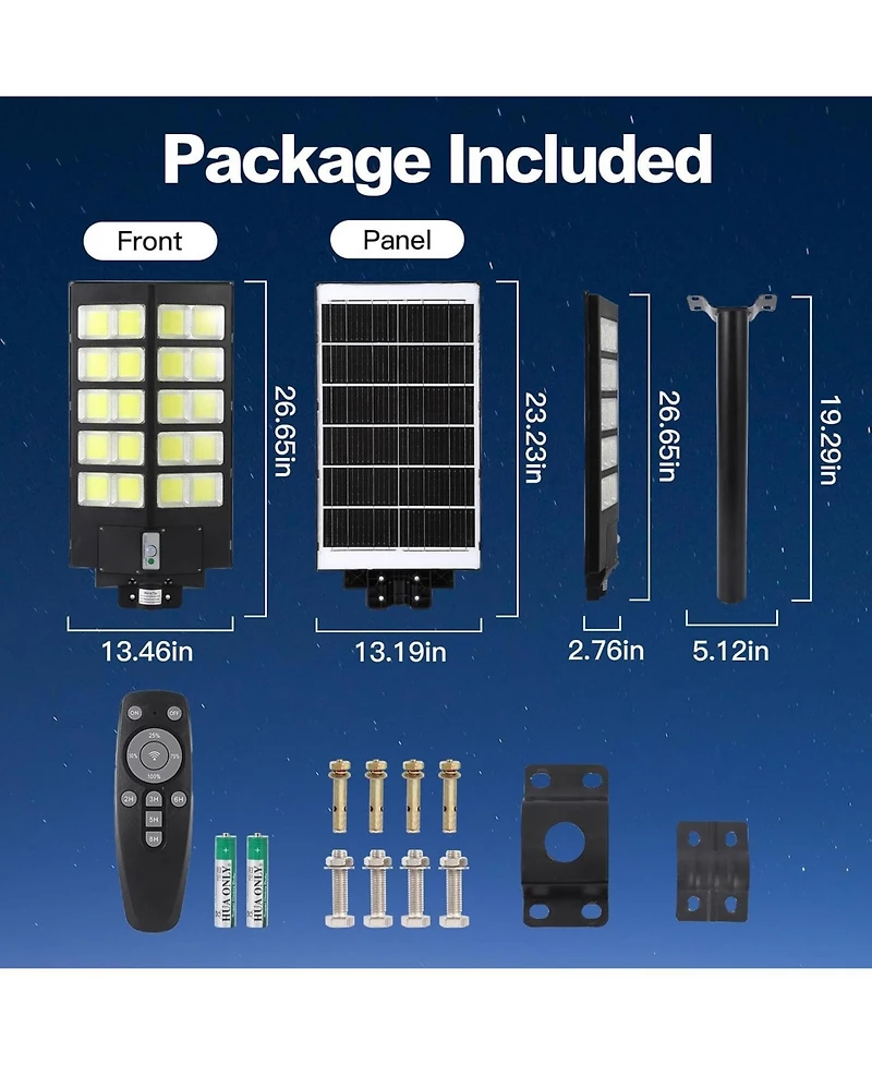 Maxsa 4000W Solar Street Light Outdoor, 6500K Led Security Light with Motion Sensor, Remote Control, Dusk-to-Dawn, IP67 Waterproof