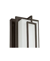 Possini Euro Design Belfonte Modern Outdoor Wall Light Fixtures Set of 2 Bronze Rectangular Frame Led 16 1/4" White Glass for Post Exterior
