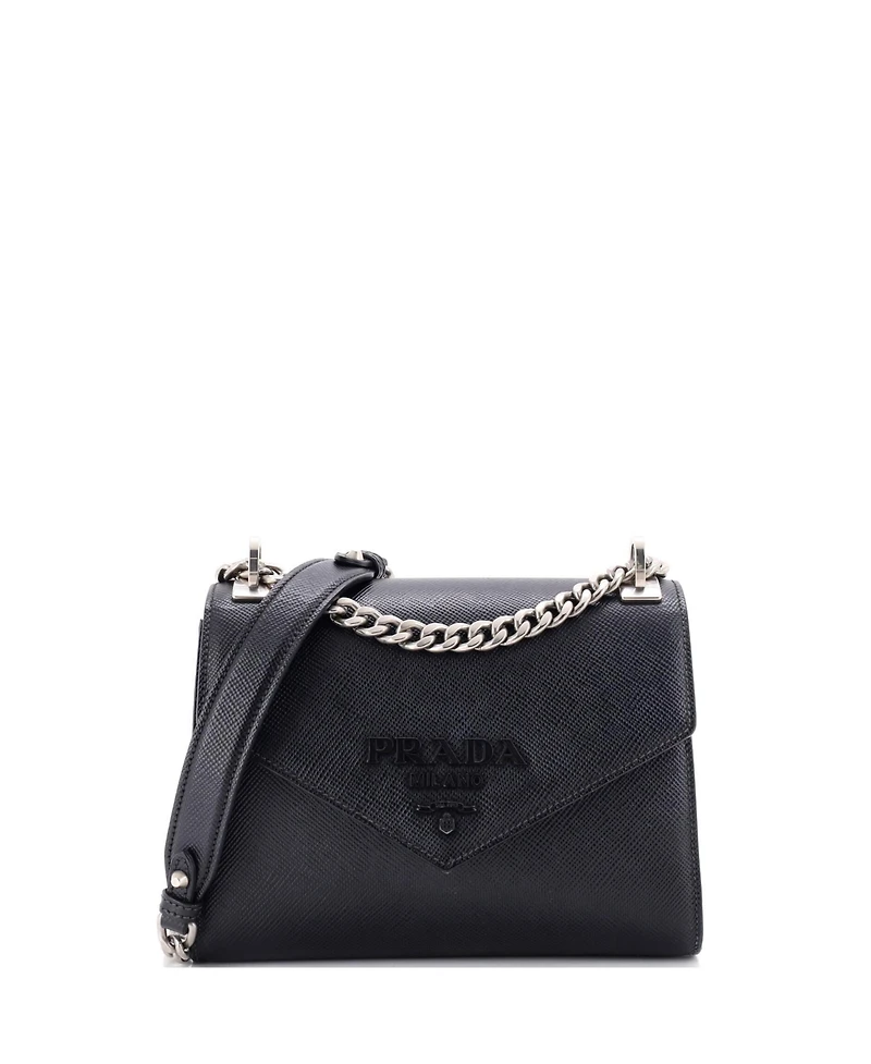 Pre-Owned Prada Small Monochrome Shoulder Bag Saffiano Leather