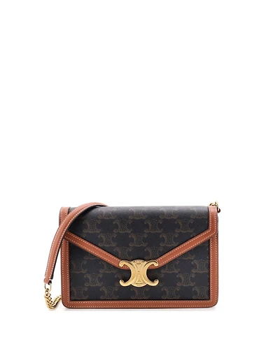 Pre-Owned Celine Margo Triomphe Wallet on Chain Triomphe Coated Canvas