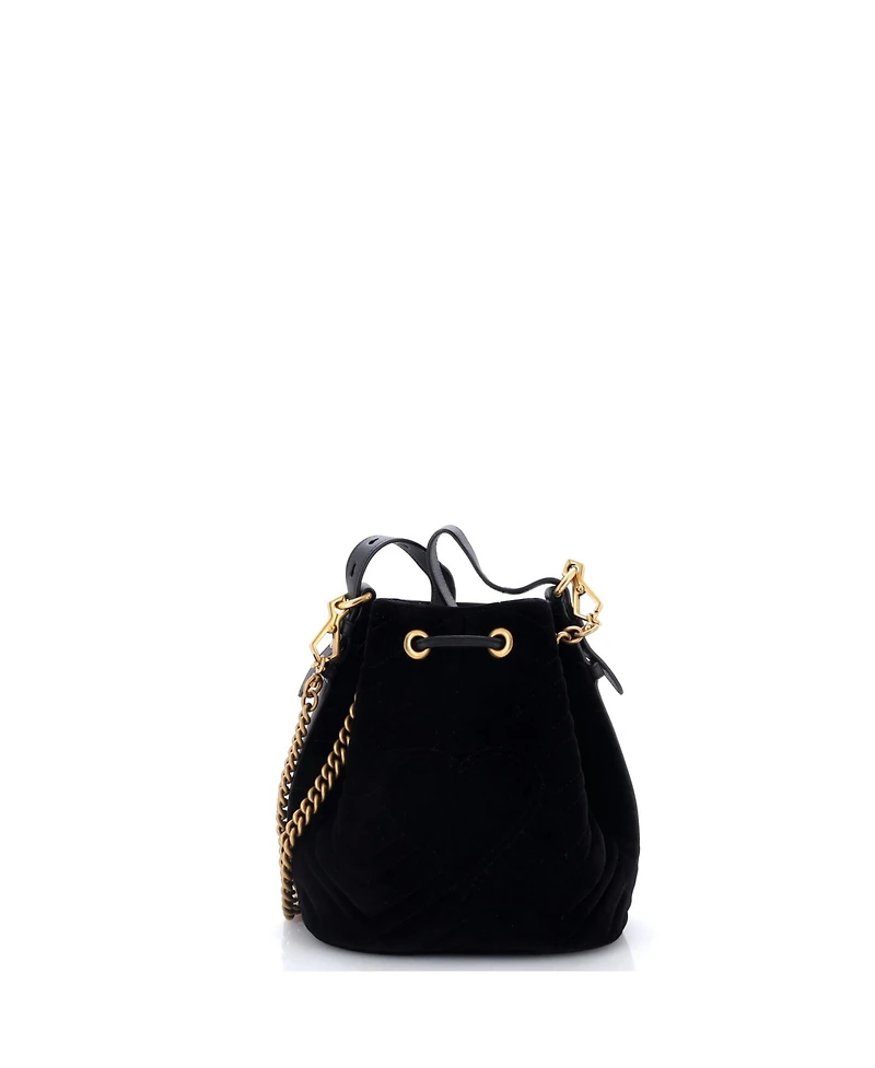 Pre-Owned Gucci Small Gg Marmont Bucket Bag Matelasse Velvet