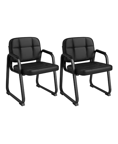 Sugift Office Reception Chairs Set of 2 Faux Leather Guest Chairs with Padded Armrests